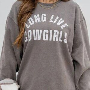 Long Live Cowgirls Waffled Graphic Crewneck Sweater Coastal, EUC - Size L